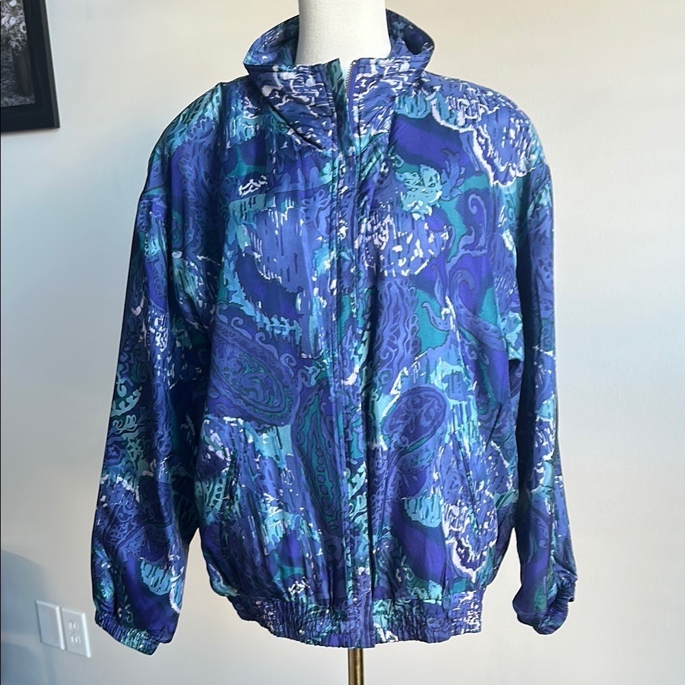 Vintage Silk Lightweight Bold Retro Streetwear Windbreaker Maximalist Jacket M